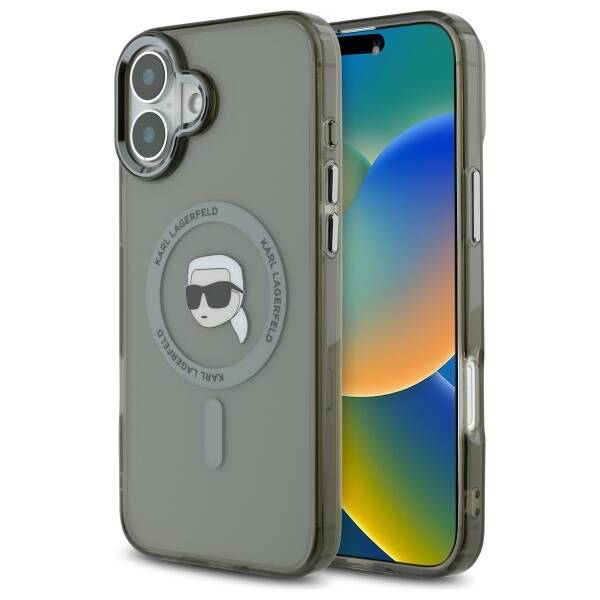 Funda MagSafe para Apple iPhone 16 Plus, Karl Lagerfeld, IML Karl's Head, Negra