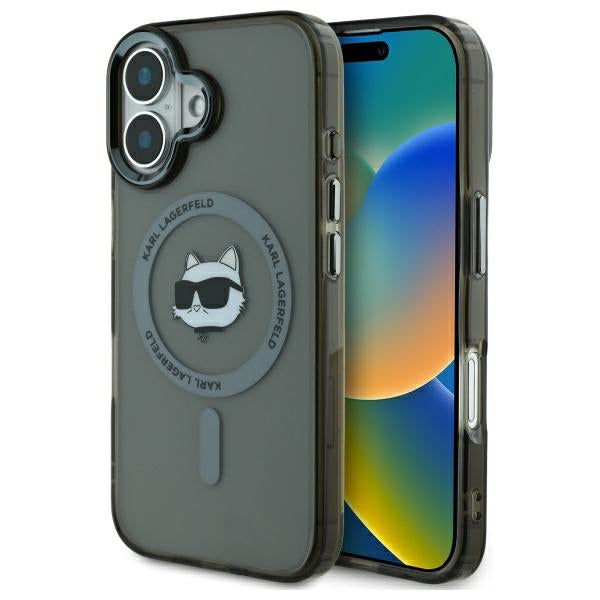 Funda MagSafe para Apple iPhone 16 Plus, Karl Lagerfeld, IML Metal Choupette's Head, Negra