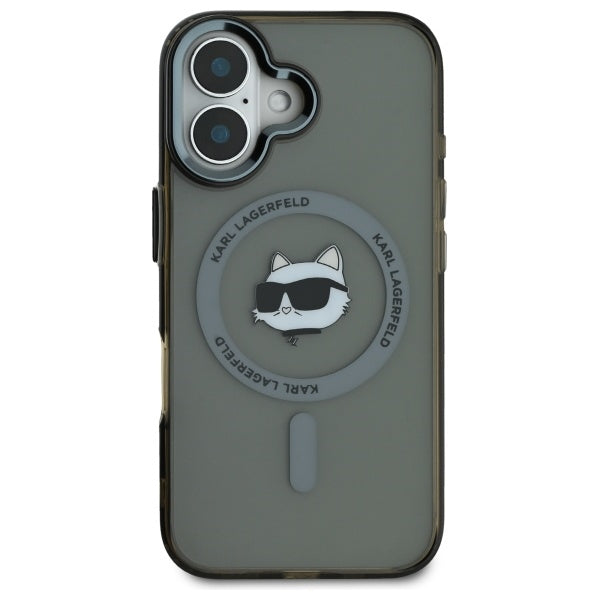 Funda MagSafe para Apple iPhone 16 Plus, Karl Lagerfeld, IML Metal Choupette's Head, Negra
