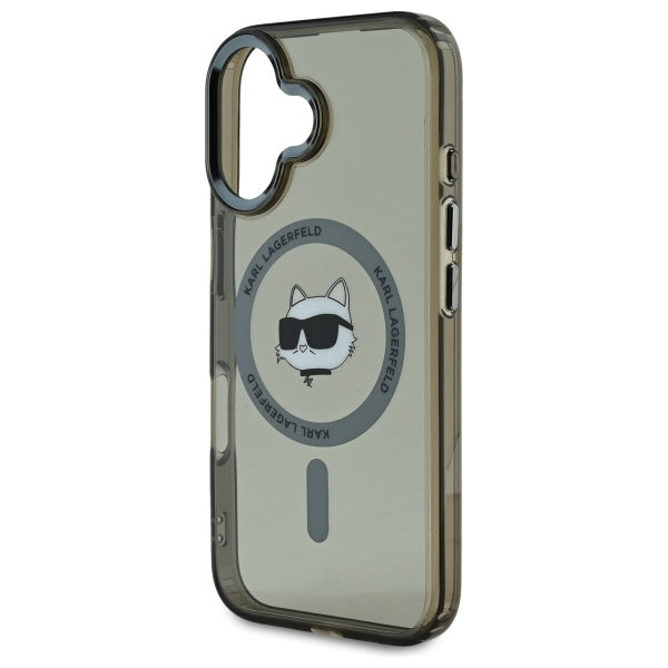 Funda MagSafe para Apple iPhone 16 Plus, Karl Lagerfeld, IML Metal Choupette's Head, Negra