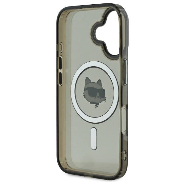 Funda MagSafe para Apple iPhone 16 Plus, Karl Lagerfeld, IML Metal Choupette's Head, Negra