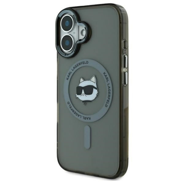 Funda MagSafe para Apple iPhone 16 Plus, Karl Lagerfeld, IML Metal Choupette's Head, Negra