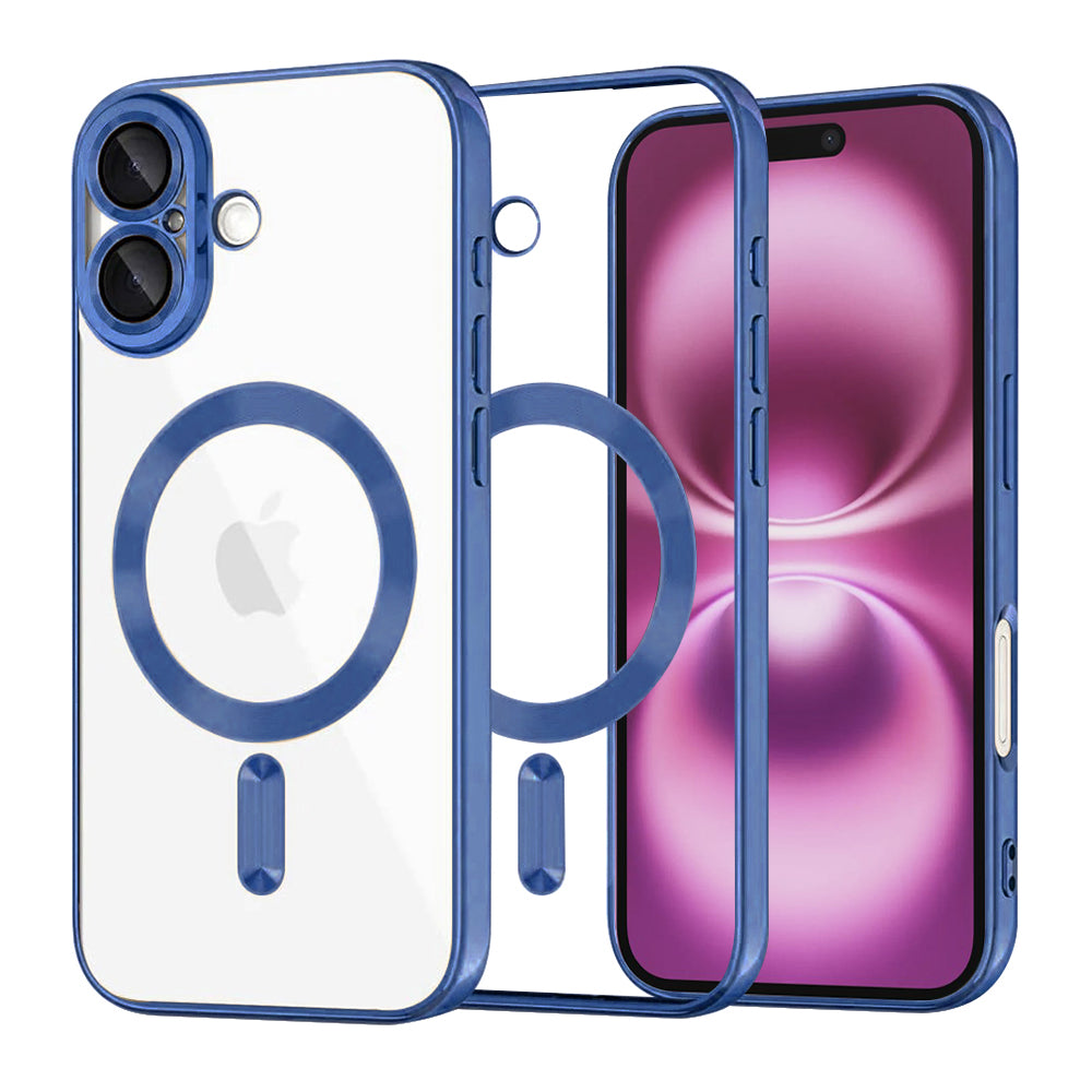 Funda MagSafe para Apple iPhone 16 Plus, Techsuit, Luxury Crystal, Azul Oscuro