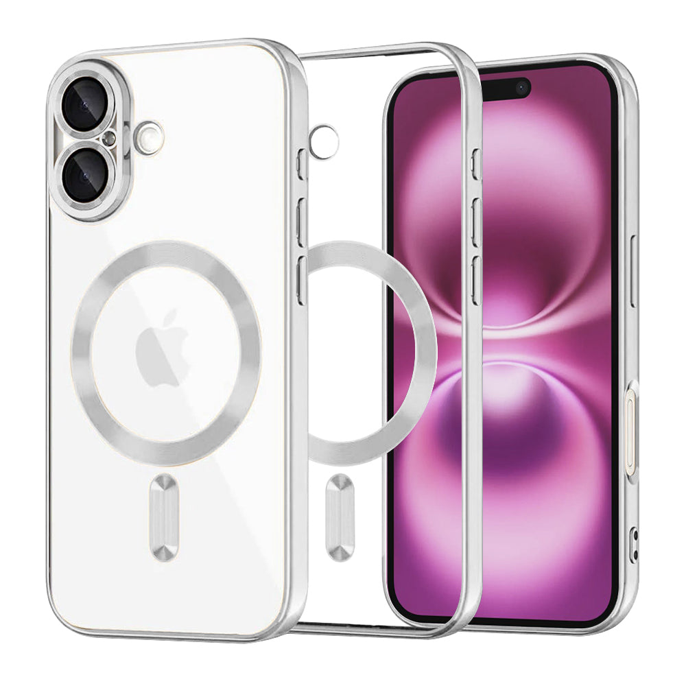 Funda MagSafe para Apple iPhone 16 Plus, Techsuit, Luxury Crystal, Plateada
