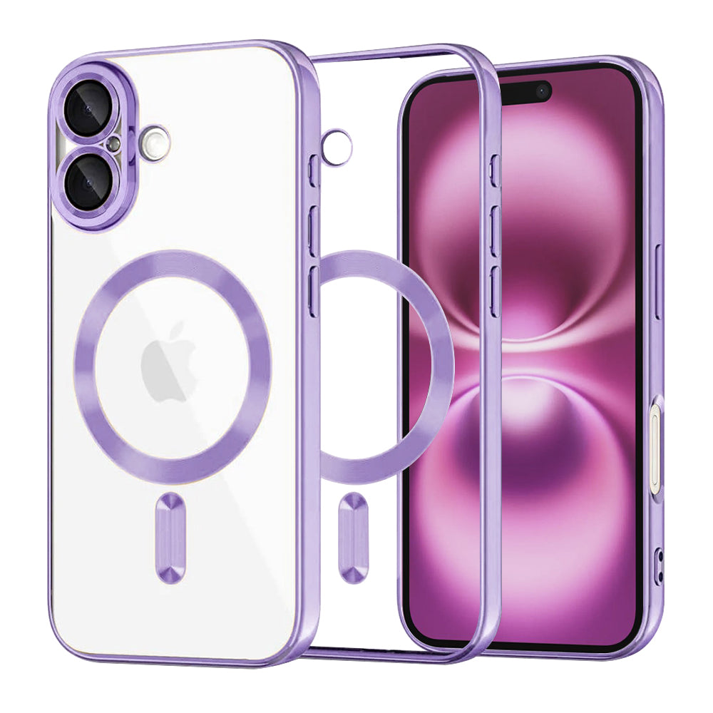 Funda MagSafe para Apple iPhone 16 Plus, Techsuit, Luxury Crystal, Morado Claro