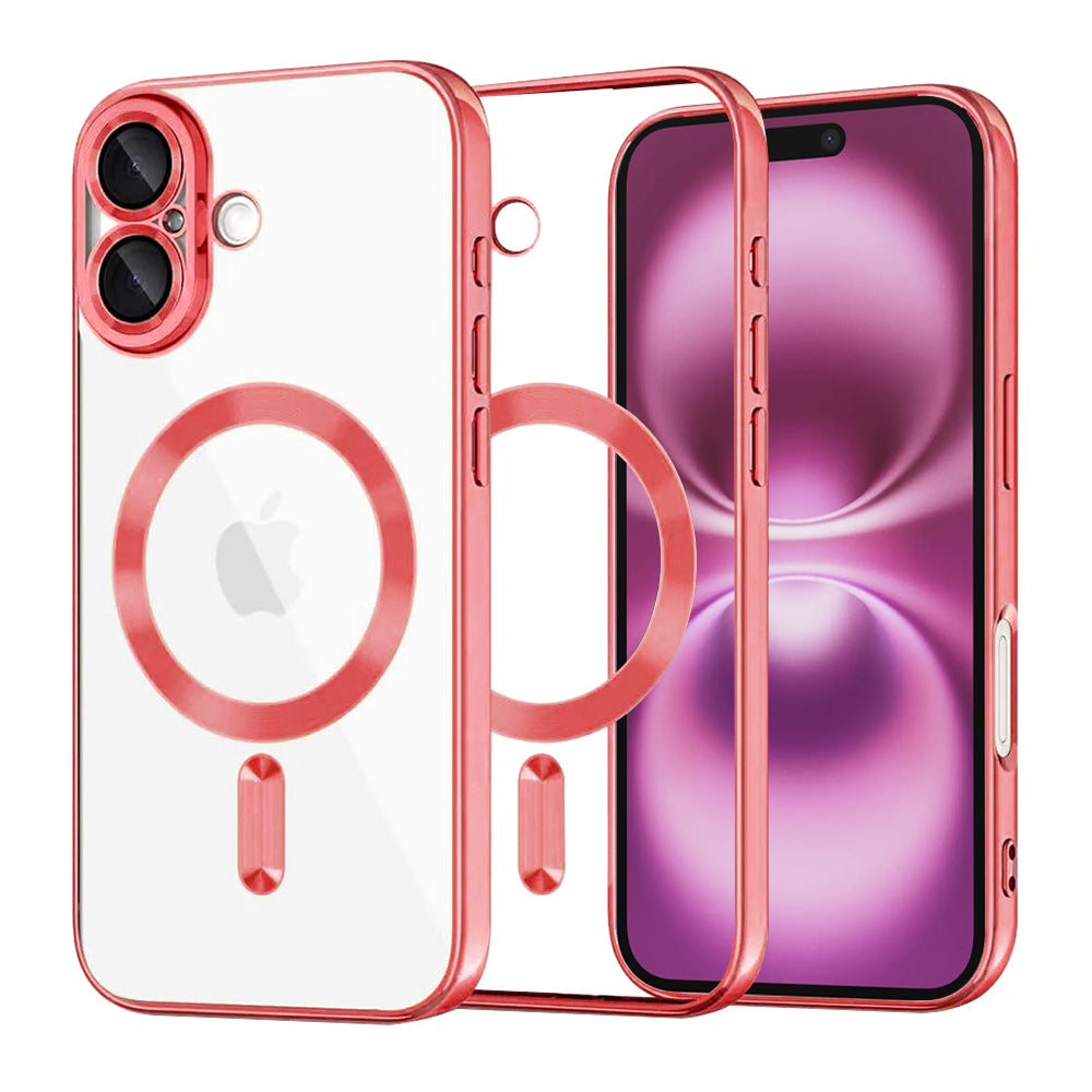 Funda MagSafe para Apple iPhone 16 Plus, Techsuit, Luxury Crystal, Roja
