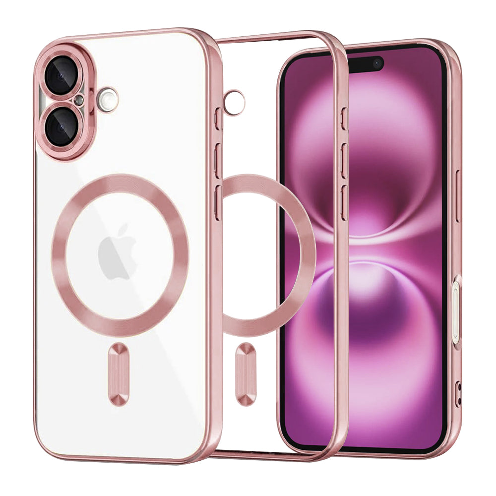 Funda MagSafe para Apple iPhone 16 Plus, Techsuit, Luxury Crystal, Rosa