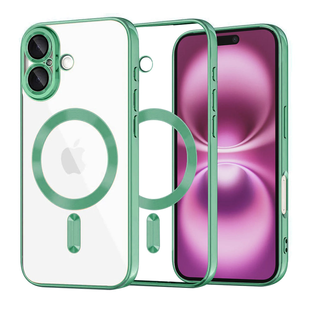 Funda MagSafe para Apple iPhone 16 Plus, Techsuit, Luxury Crystal, Verde Claro