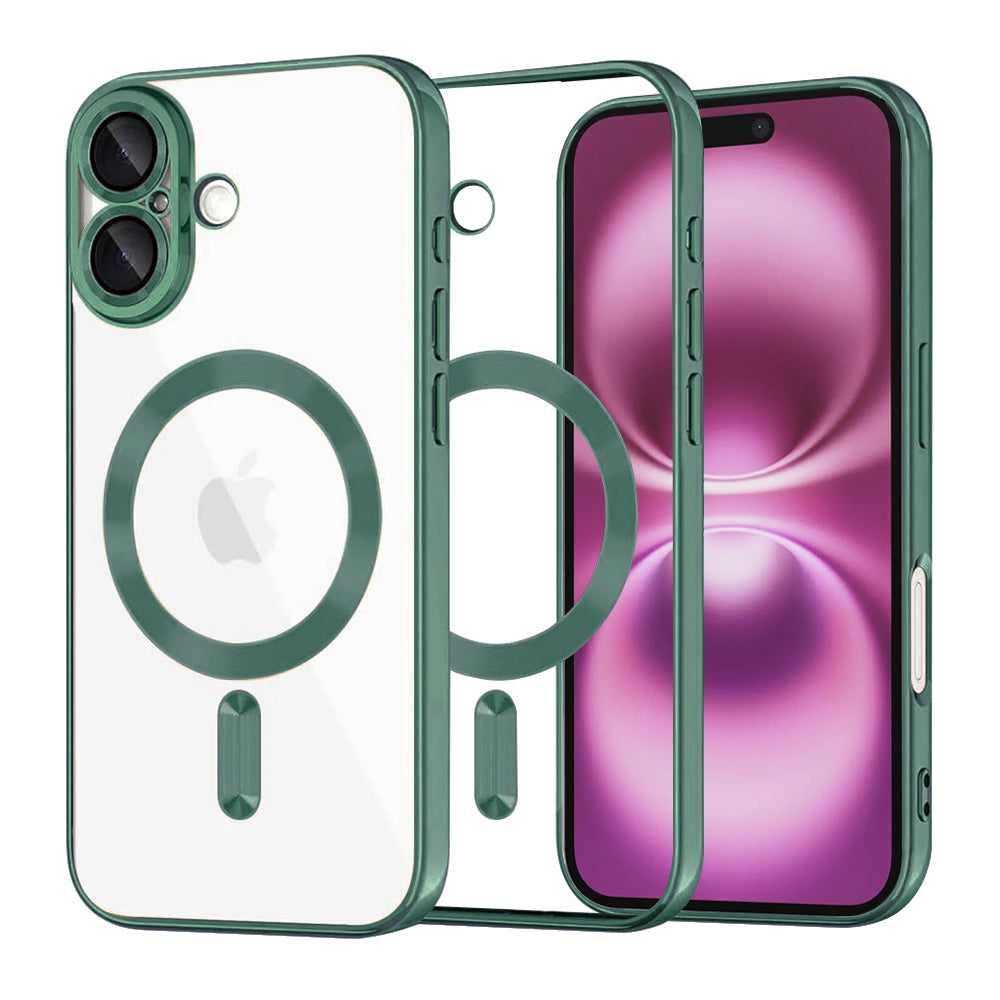 Funda MagSafe para Apple iPhone 16 Plus, Techsuit, Luxury Crystal, Verde Oscuro