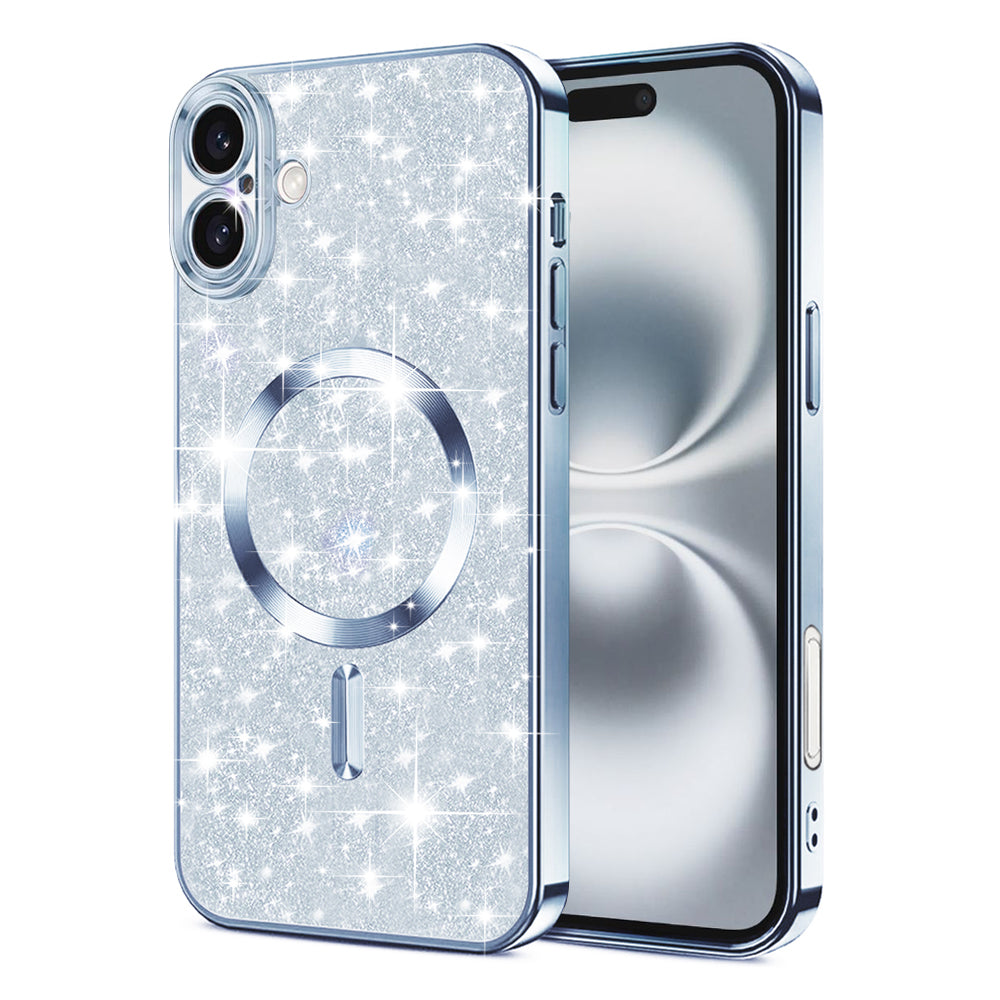 Funda MagSafe para Apple iPhone 16 Plus, Techsuit, Luxury Glitter, Azul