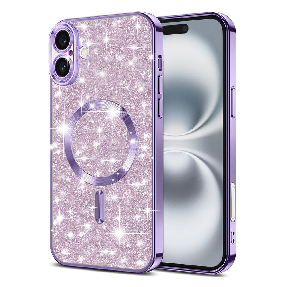 Funda MagSafe para Apple iPhone 16 Plus, Techsuit, Luxury Glitter, Morado Claro