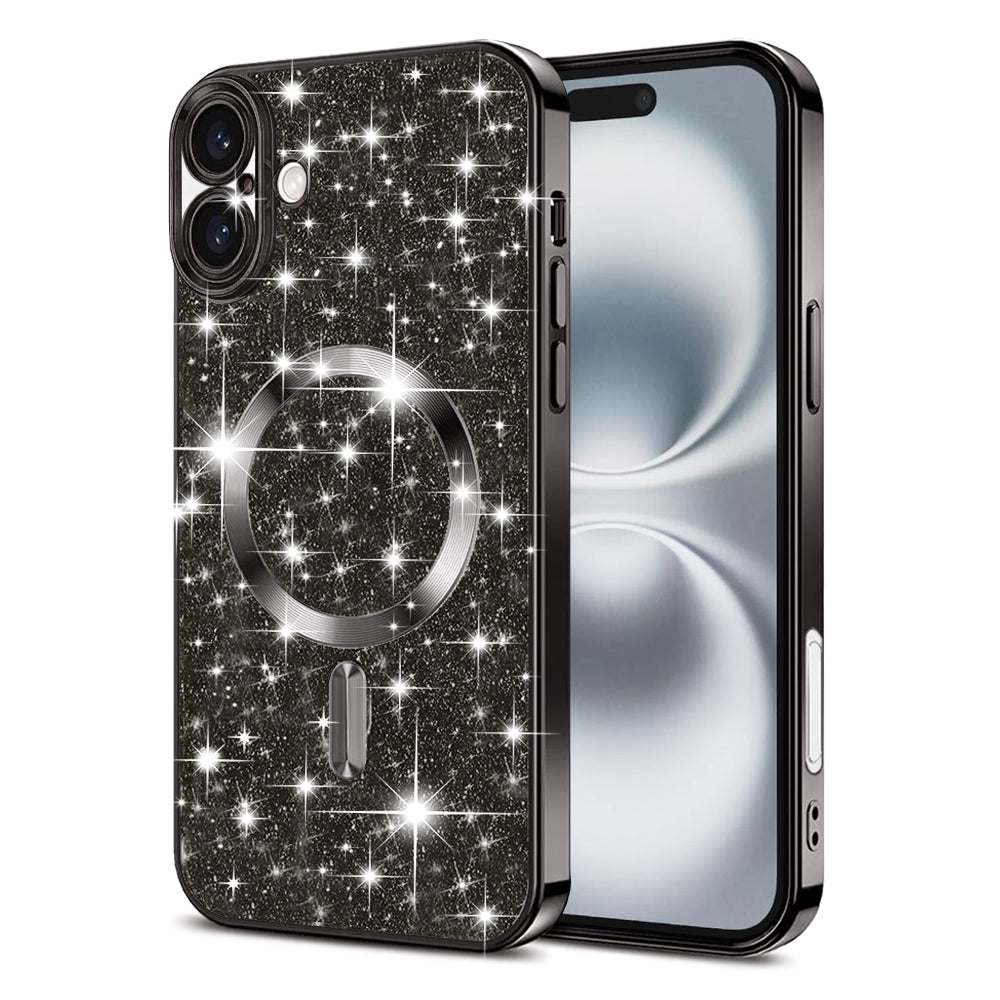 Funda MagSafe para Apple iPhone 16 Plus, Techsuit, Luxury Glitter, Negra