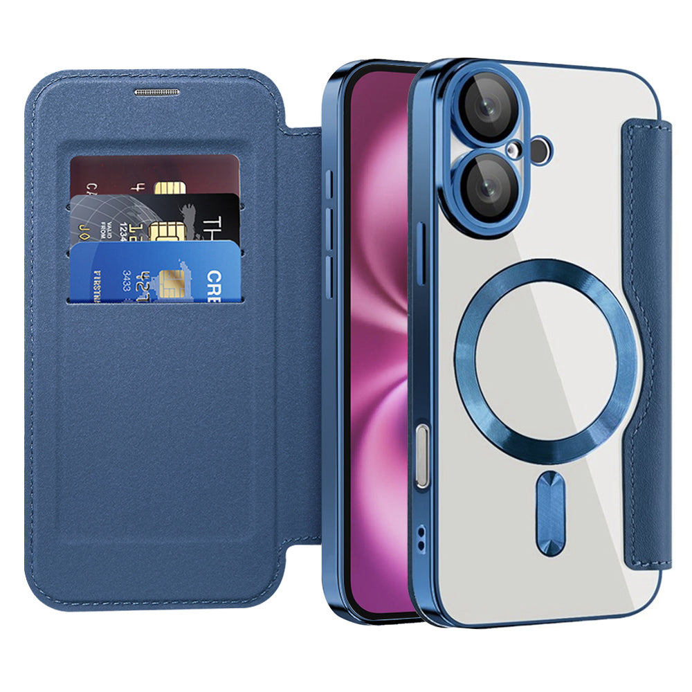 Funda MagSafe para Apple iPhone 16 Plus, Techsuit, SmartMag Book, Azul