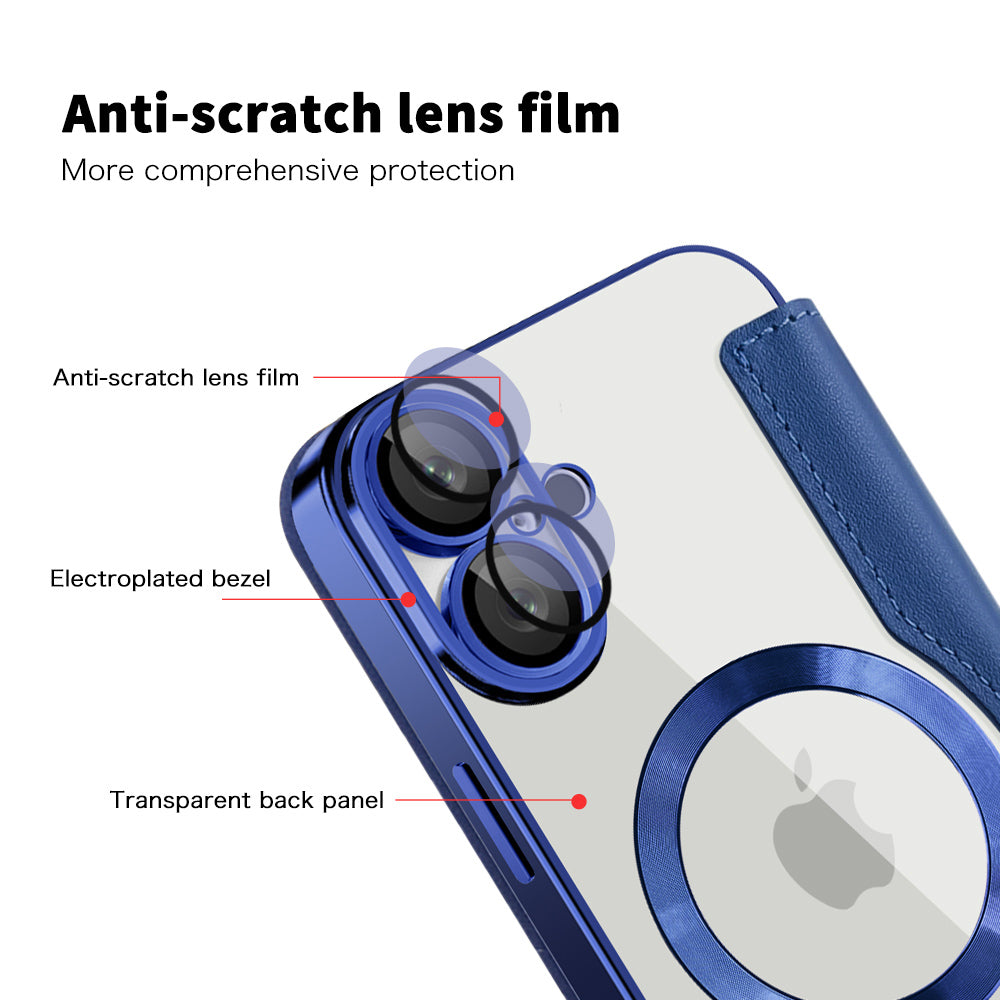 Funda MagSafe para Apple iPhone 16 Plus, Techsuit, SmartMag Book, Azul