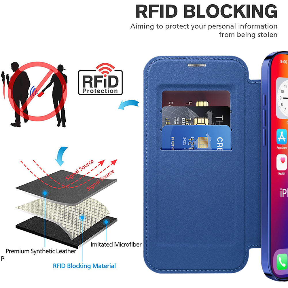 Funda MagSafe para Apple iPhone 16 Plus, Techsuit, SmartMag Book, Azul