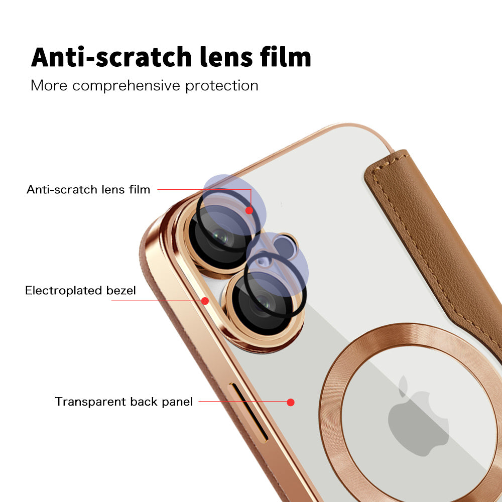 Funda MagSafe para Apple iPhone 16 Plus, Techsuit, SmartMag Book, Marrón