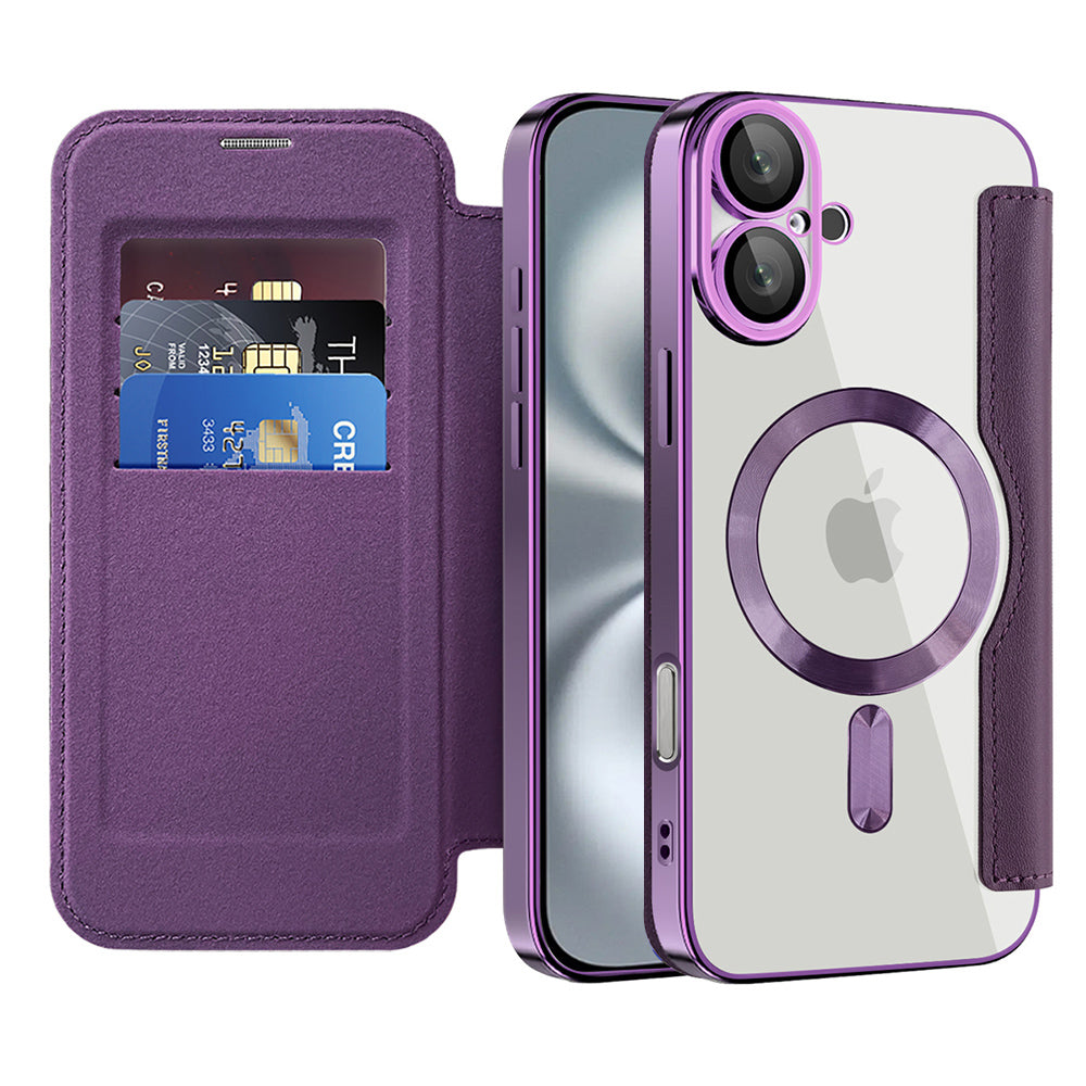 Funda MagSafe para Apple iPhone 16 Plus, Techsuit, SmartMag Book, Morado