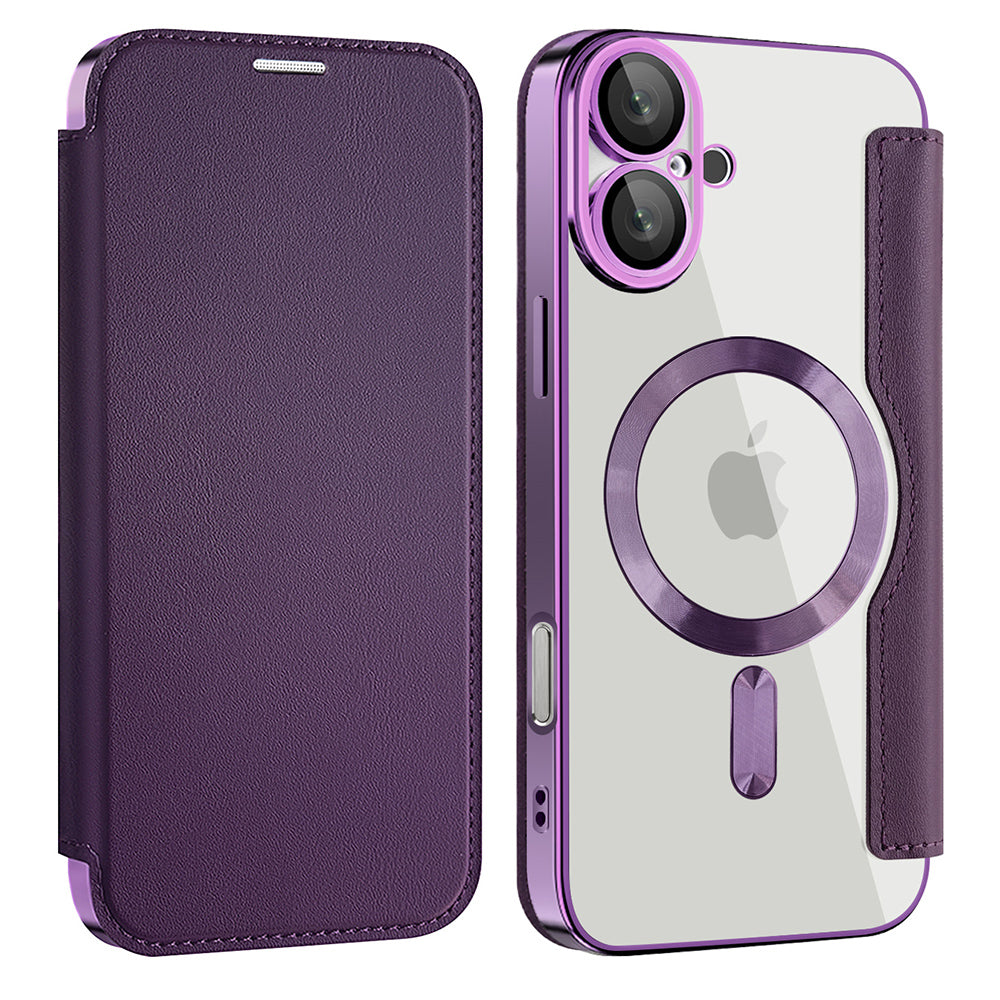 Funda MagSafe para Apple iPhone 16 Plus, Techsuit, SmartMag Book, Morado
