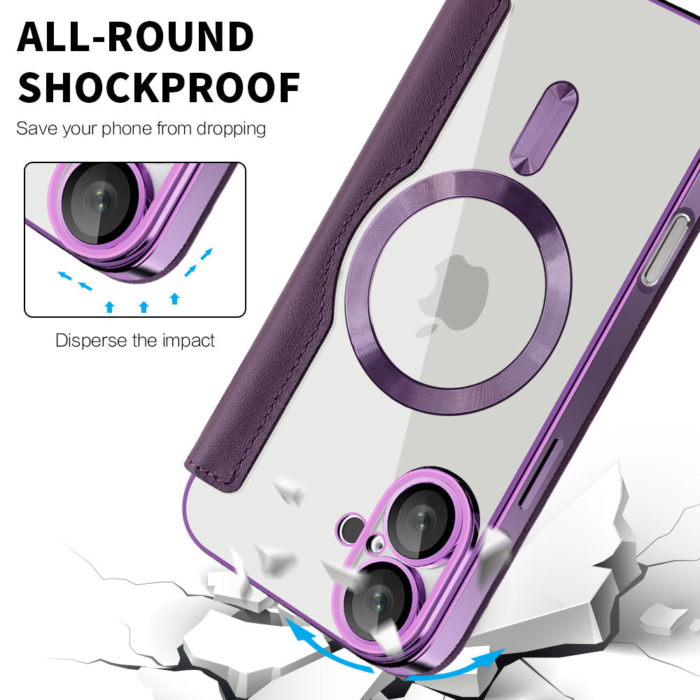 Funda MagSafe para Apple iPhone 16 Plus, Techsuit, SmartMag Book, Morado
