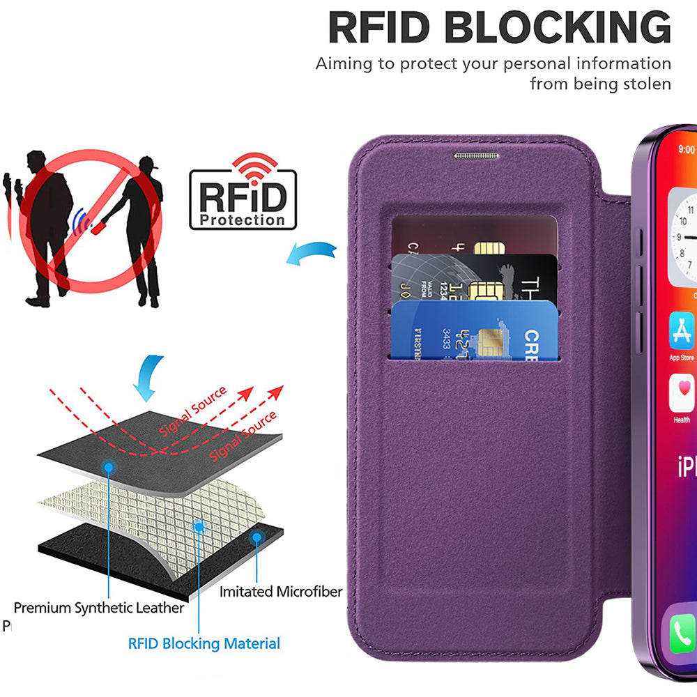 Funda MagSafe para Apple iPhone 16 Plus, Techsuit, SmartMag Book, Morado