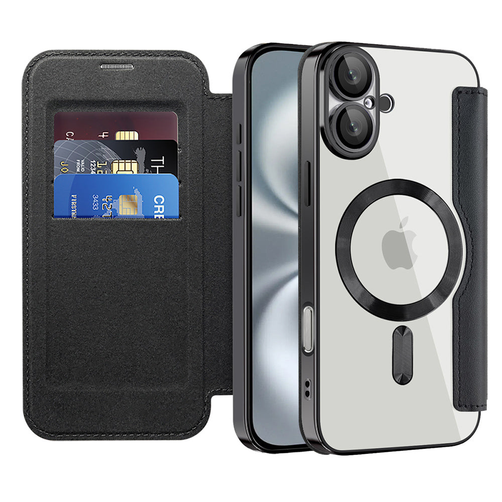 Funda MagSafe para Apple iPhone 16 Plus, Techsuit, SmartMag Book, Negra