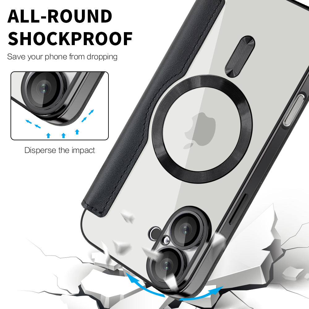 Funda MagSafe para Apple iPhone 16 Plus, Techsuit, SmartMag Book, Negra