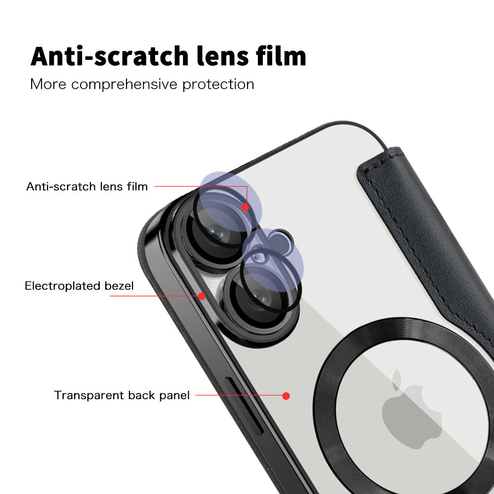Funda MagSafe para Apple iPhone 16 Plus, Techsuit, SmartMag Book, Negra