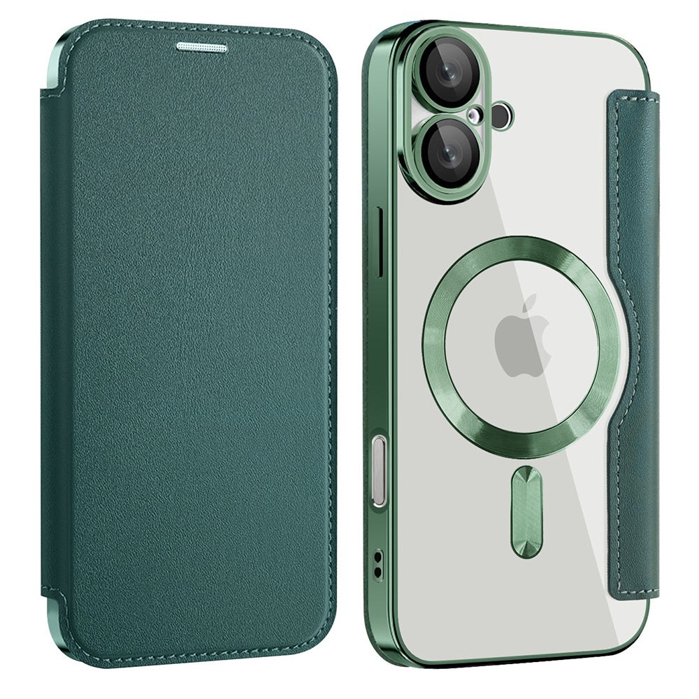 Funda MagSafe para Apple iPhone 16 Plus, Techsuit, SmartMag Book, Verde
