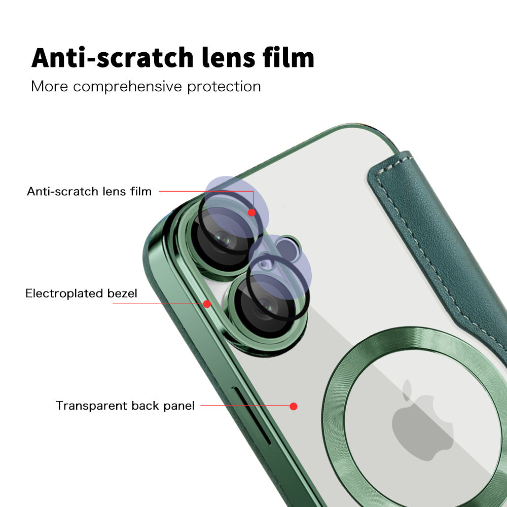 Funda MagSafe para Apple iPhone 16 Plus, Techsuit, SmartMag Book, Verde