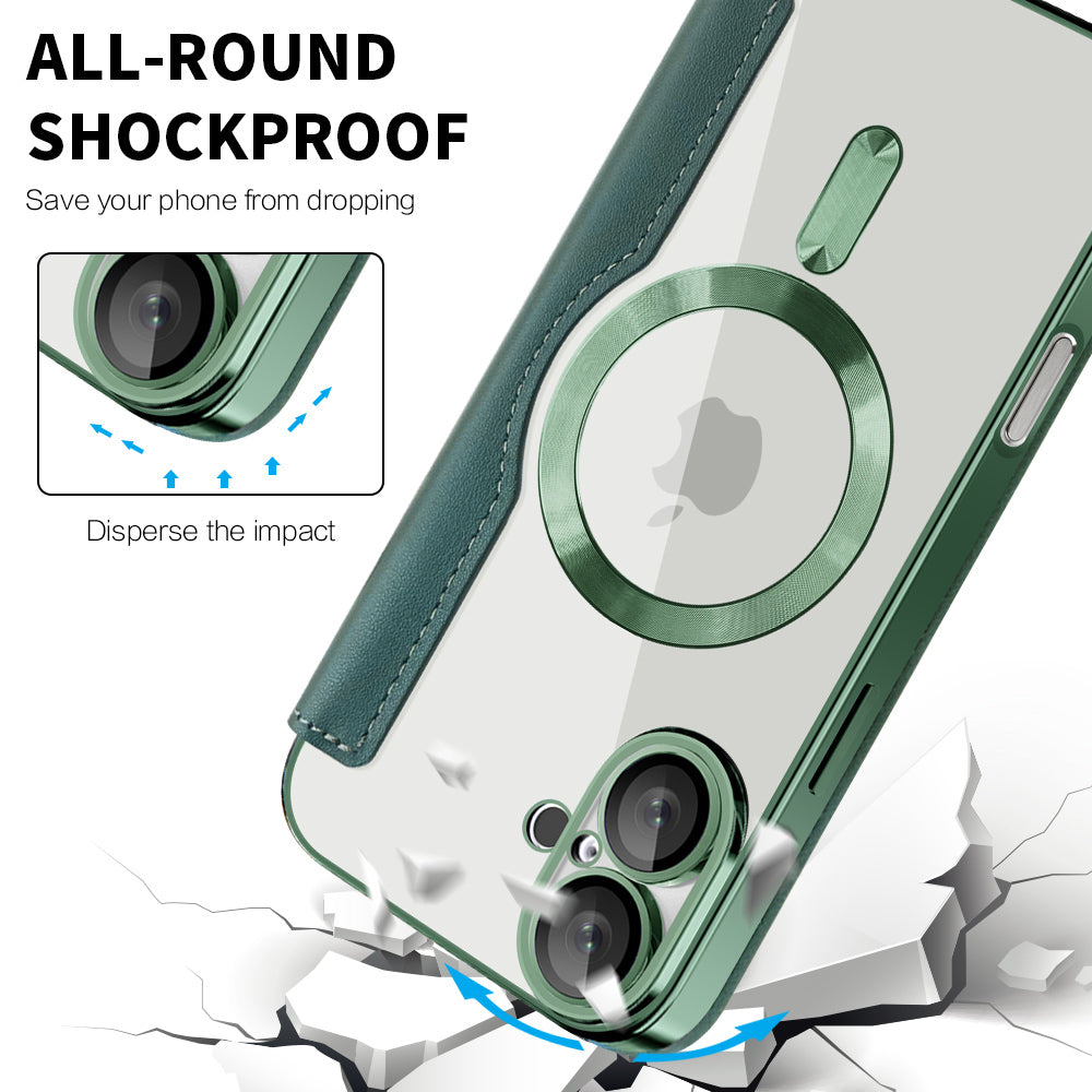 Funda MagSafe para Apple iPhone 16 Plus, Techsuit, SmartMag Book, Verde