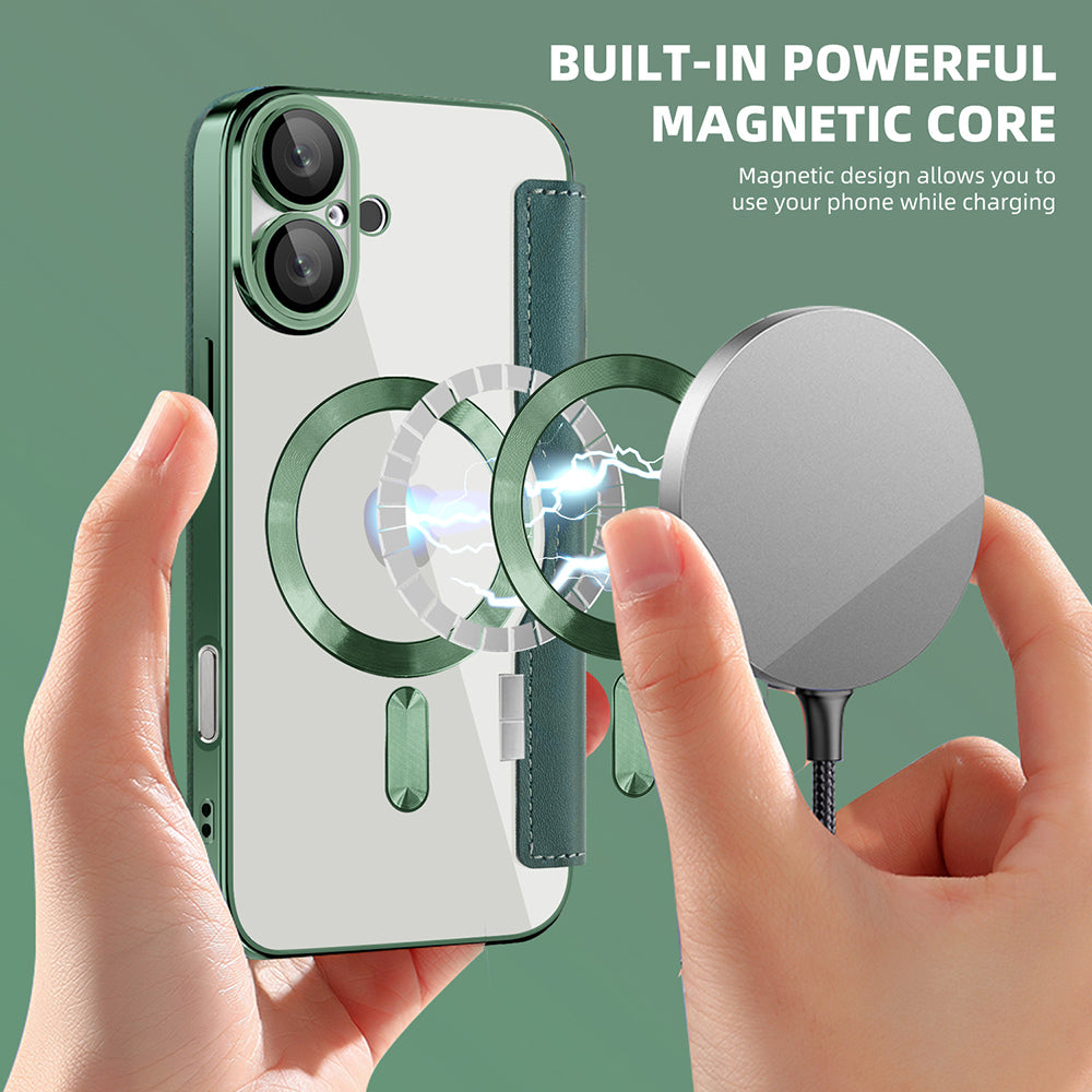 Funda MagSafe para Apple iPhone 16 Plus, Techsuit, SmartMag Book, Verde