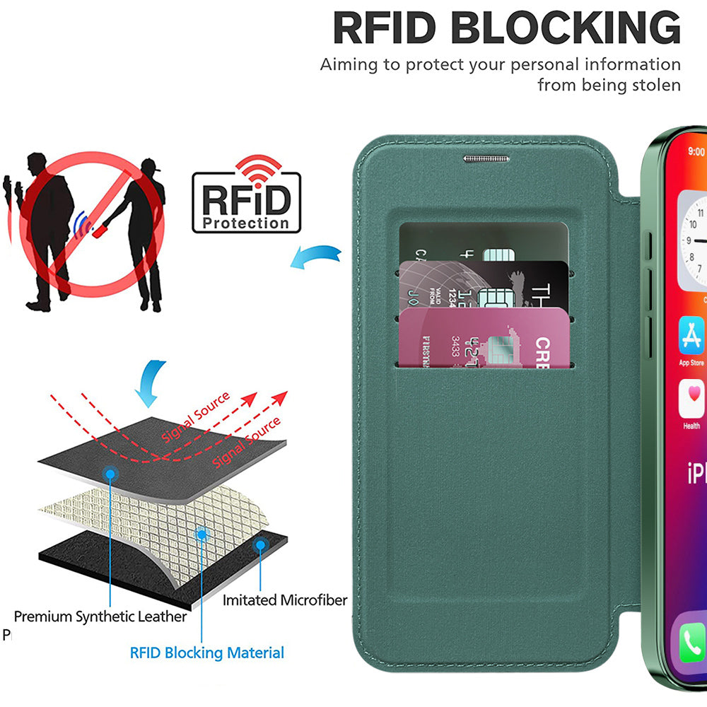 Funda MagSafe para Apple iPhone 16 Plus, Techsuit, SmartMag Book, Verde