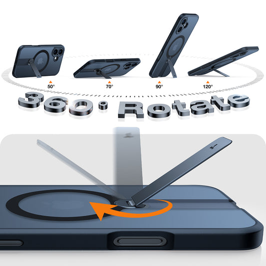 Funda MagSafe para Apple iPhone 16 Plus, Torras, Pstand Spin, Negra