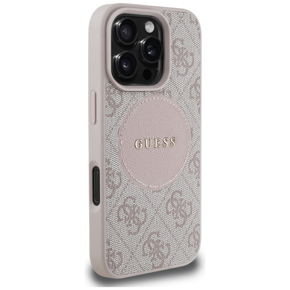 Funda MagSafe para Apple iPhone 16 Pro, Guess, 4G Circle Classic Logo, Rosa