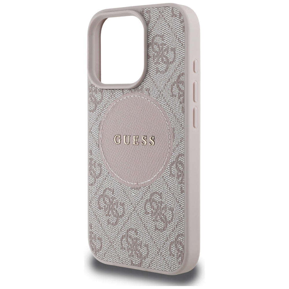 Funda MagSafe para Apple iPhone 16 Pro, Guess, 4G Circle Classic Logo, Rosa