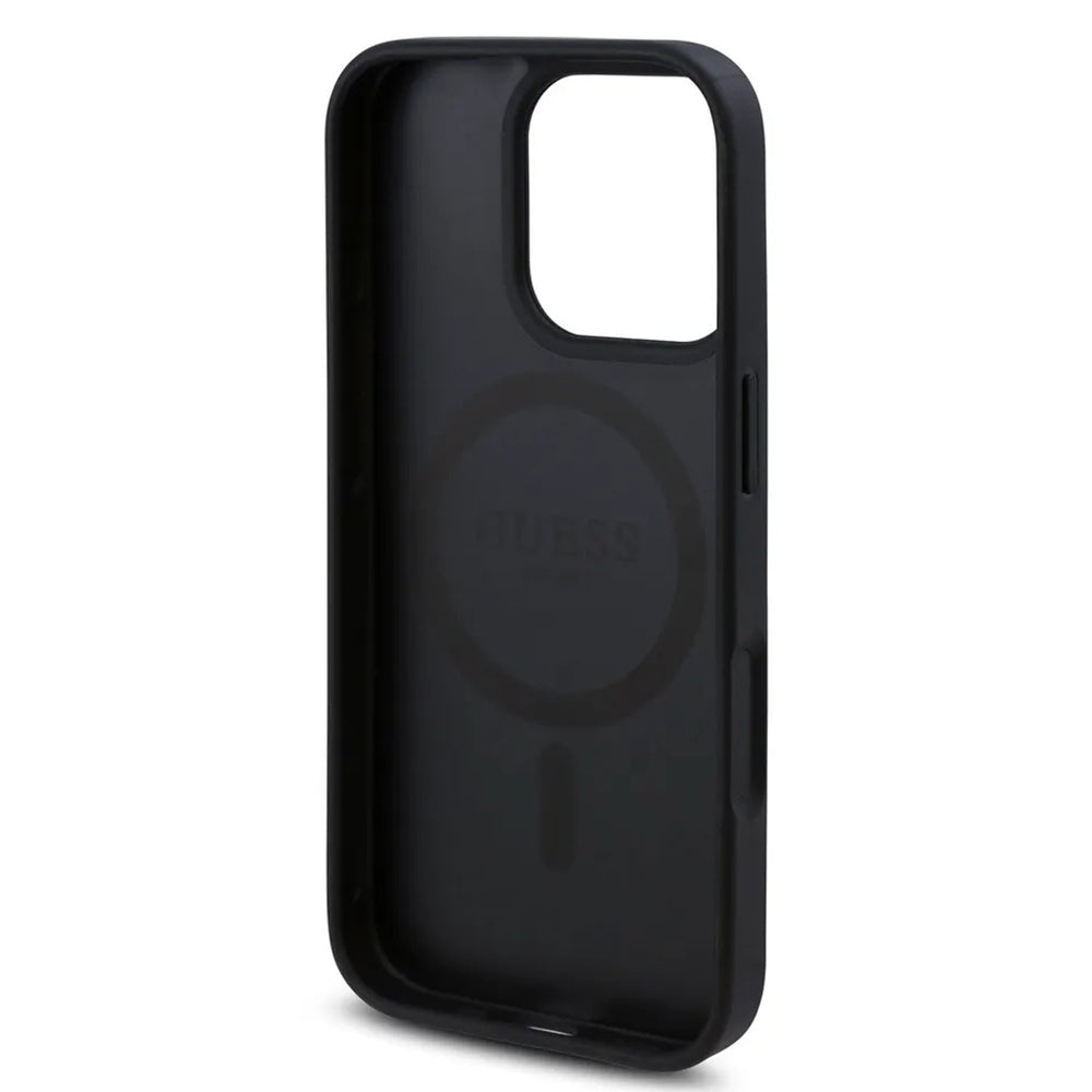 Funda MagSafe para Apple iPhone 16 Pro, Guess, 4G Flowers Print, Negra
