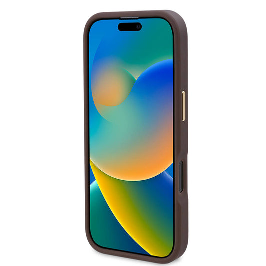 Funda MagSafe para Apple iPhone 16 Pro, Guess, 4G Logo Plate, Marrón