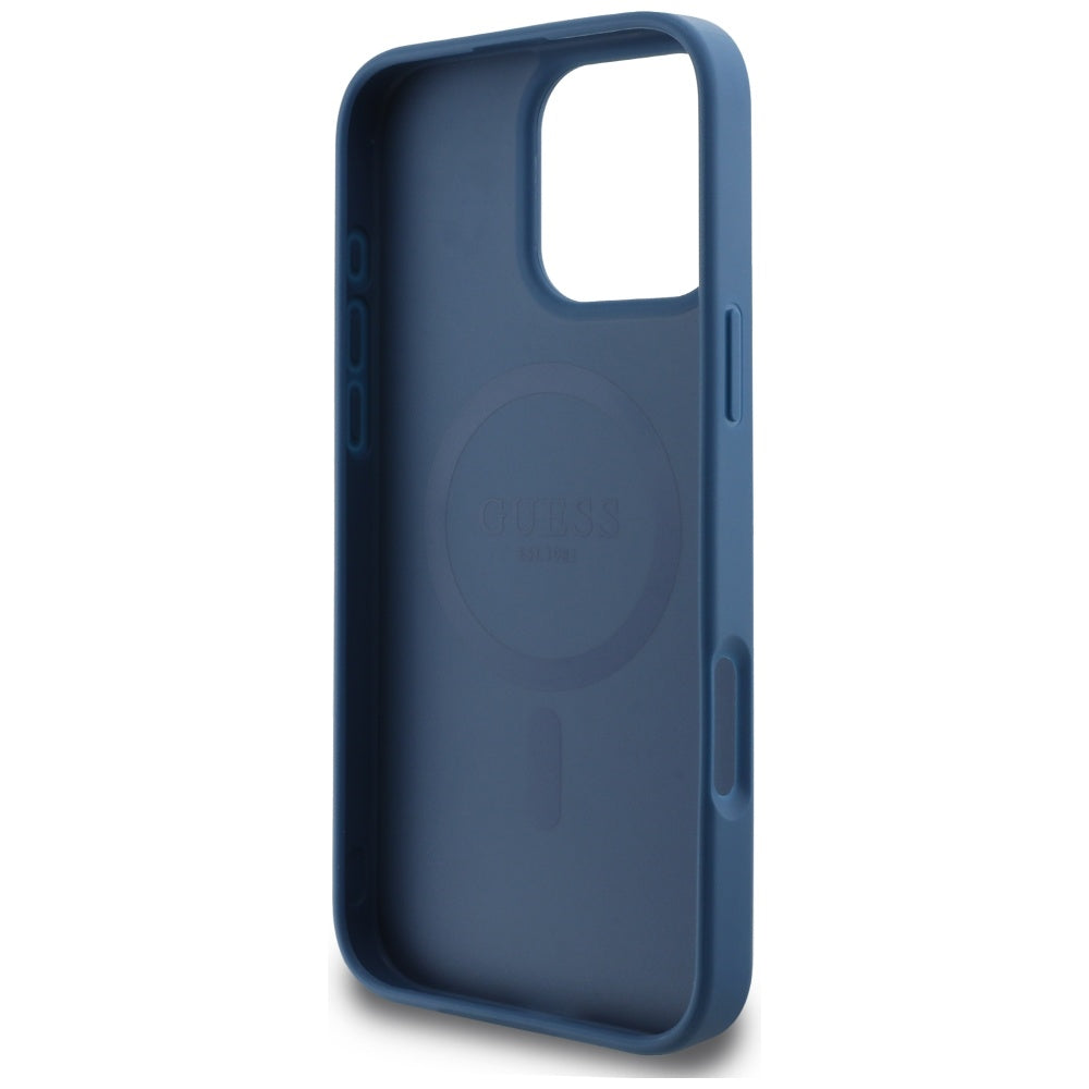 Funda MagSafe para Apple iPhone 16 Pro, Guess, 4G Small and Classic Logo, Azul