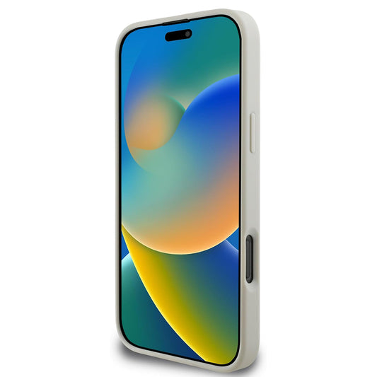 Funda MagSafe para Apple iPhone 16 Pro, Guess, Grained Gold Ring, Beige