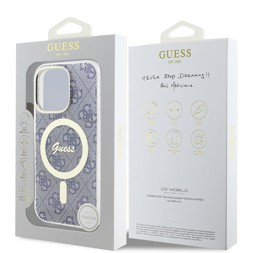 Funda MagSafe para Apple iPhone 16 Pro, Guess, IML 4G, Azul