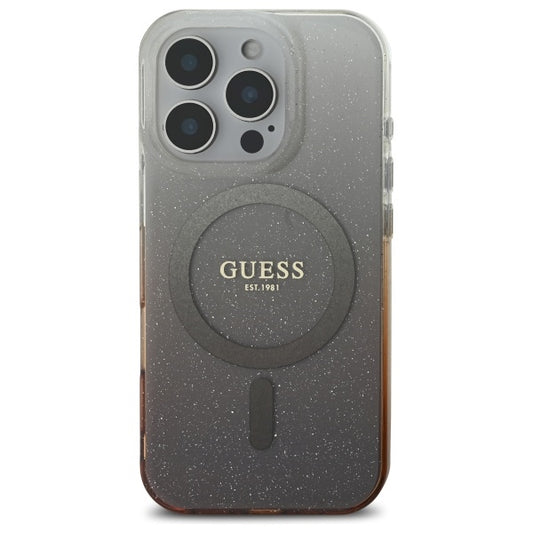 Funda MagSafe para Apple iPhone 16 Pro, Guess, IML Glitter Gradient, Marrón