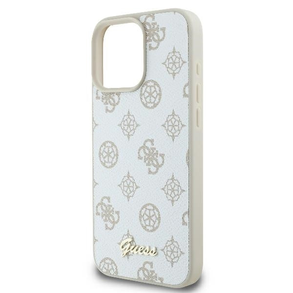 Funda MagSafe para Apple iPhone 16 Pro, Guess, Peony Script, Blanca
