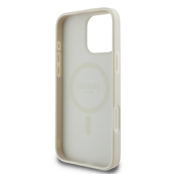 Funda MagSafe para Apple iPhone 16 Pro, Guess, Peony Script, Blanca