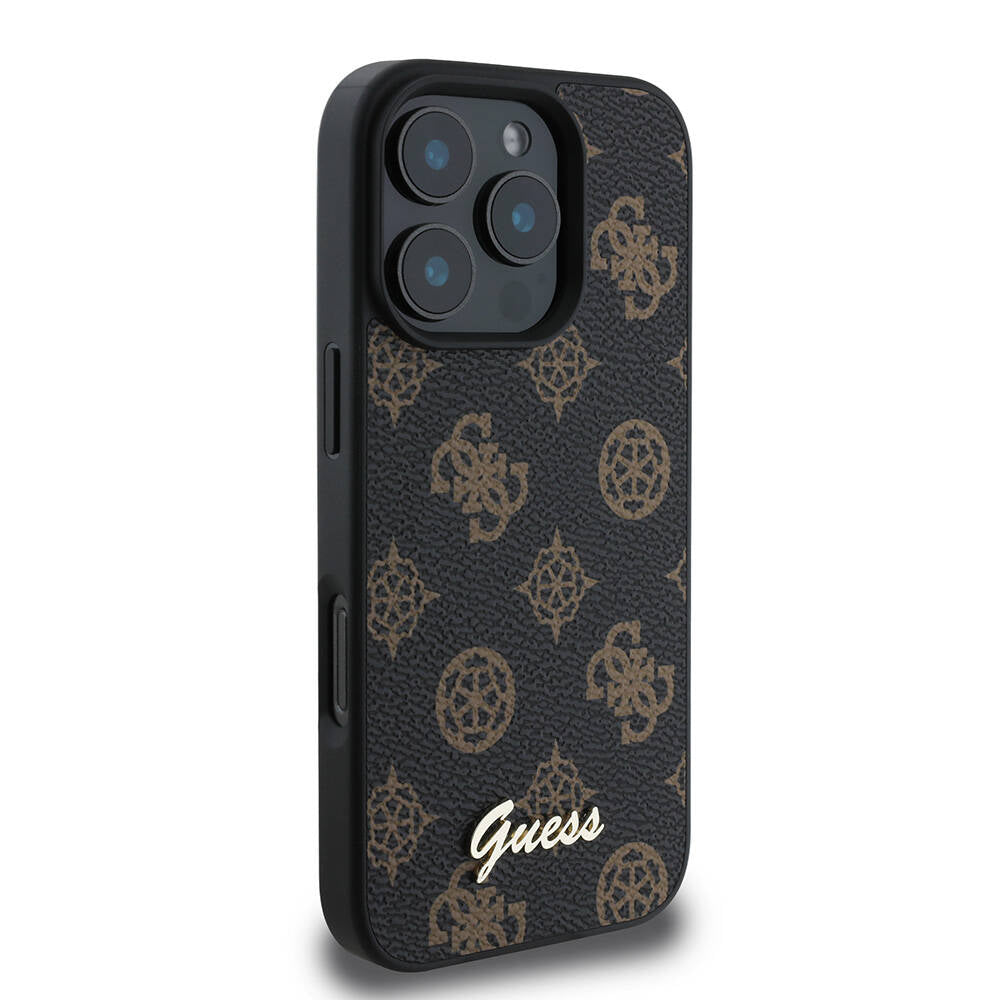 Funda MagSafe para Apple iPhone 16 Pro, Guess, Peony Script, Negra