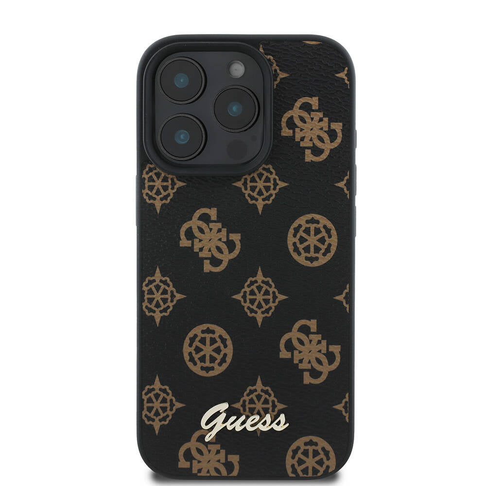 Funda MagSafe para Apple iPhone 16 Pro, Guess, Peony Script, Negra