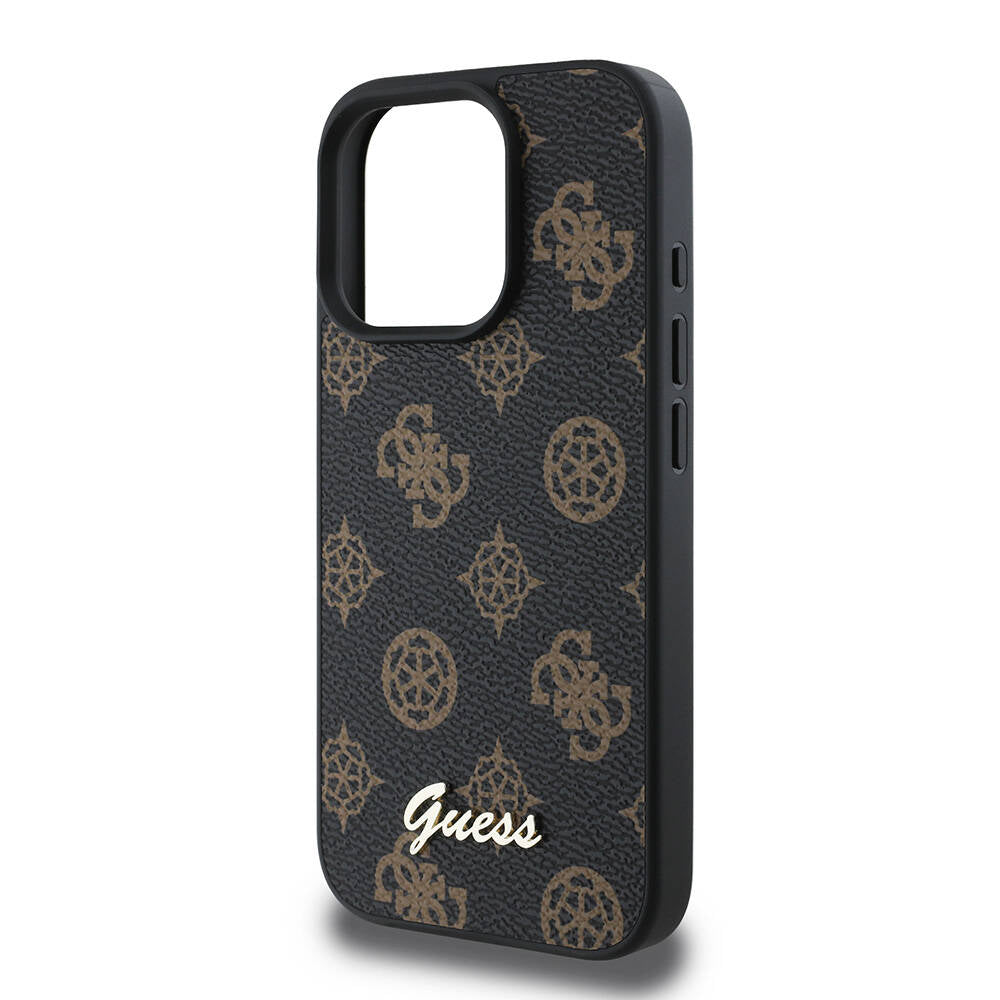 Funda MagSafe para Apple iPhone 16 Pro, Guess, Peony Script, Negra