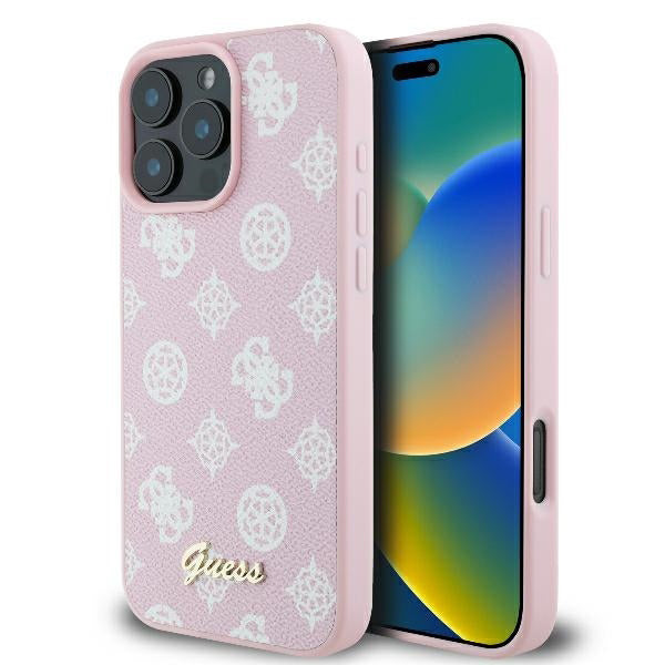 Funda MagSafe para Apple iPhone 16 Pro, Guess, Peony Script, Rosa
