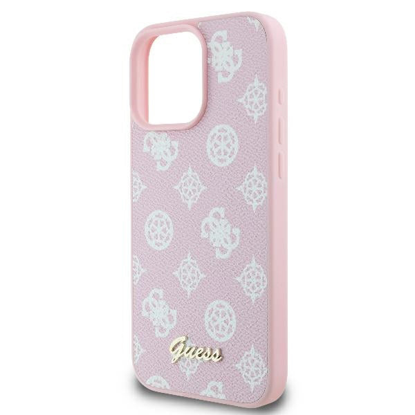 Funda MagSafe para Apple iPhone 16 Pro, Guess, Peony Script, Rosa