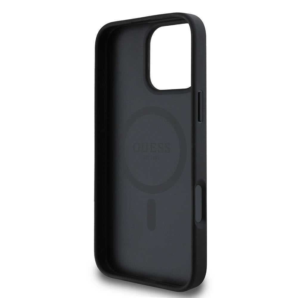Funda MagSafe para Apple iPhone 16 Pro, Guess, Saffiano Classic Logo, Negra