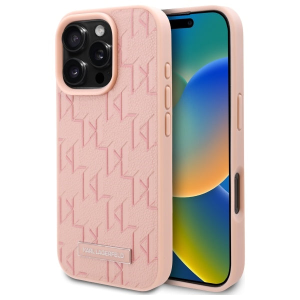 Funda MagSafe para Apple iPhone 16 Pro, Karl Lagerfeld, Hot Stamp, Rosa